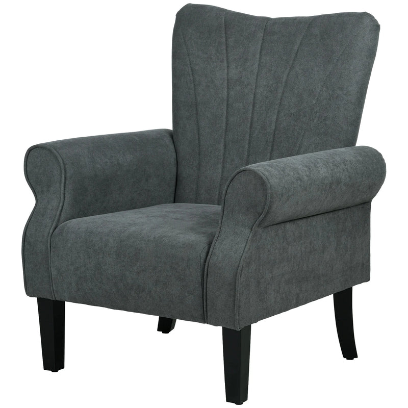 Aosom Chair Dark Grey Fabric Armchair With Wood Legs - Available in 2 Colours