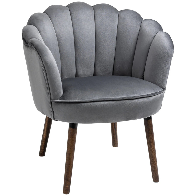 Aosom Chair Dark Grey Modern Chair with Velvet-Touch Fabric - Available in 2 Colours