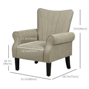 Aosom Chair Fabric Armchair With Wood Legs - Available in 2 Colours