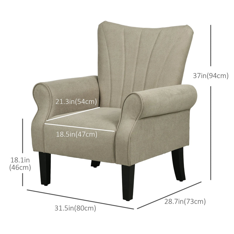 Aosom Chair Fabric Armchair With Wood Legs - Available in 2 Colours