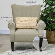 Aosom Chair Fabric Armchair With Wood Legs - Available in 2 Colours