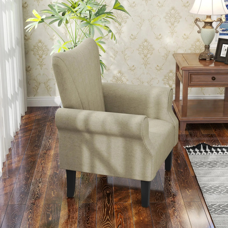 Aosom Chair Fabric Armchair With Wood Legs - Available in 2 Colours