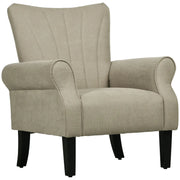 Aosom Chair Fabric Armchair With Wood Legs - Available in 2 Colours