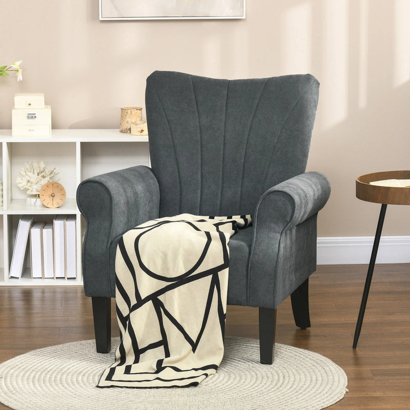 Aosom Chair Fabric Armchair With Wood Legs - Available in 2 Colours