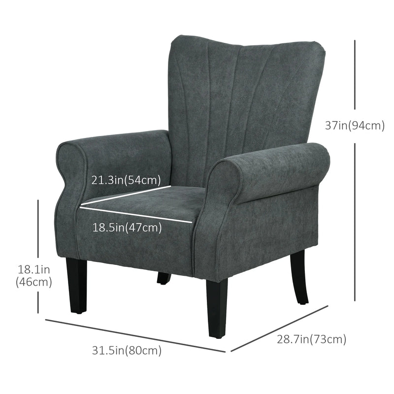 Aosom Chair Fabric Armchair With Wood Legs - Available in 2 Colours