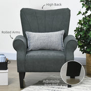 Aosom Chair Fabric Armchair With Wood Legs - Available in 2 Colours