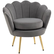 Aosom Chair Grey Modern Chair with Velvet-Touch Fabric and Gold Metal Legs - Available in 5 Colours