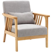 Aosom Chair Grey Upholstered Lounge Chair with Rubber Wood Frame Throw Pillows and Comfortable Cushion - Available in 2 Colours