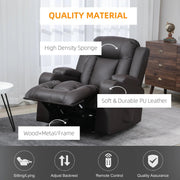 Aosom Chair Massage Recliner Chair for Living Room with 8 Vibration Points, PU Leather Reclining Chair with Cup Holders, Swivel Base, Rocking Function - Available in 2 Colours