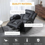 Aosom Chair Massage Recliner Chair for Living Room with 8 Vibration Points, PU Leather Reclining Chair with Cup Holders, Swivel Base, Rocking Function - Available in 2 Colours