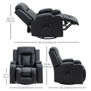 Aosom Chair Massage Recliner Chair for Living Room with 8 Vibration Points, PU Leather Reclining Chair with Cup Holders, Swivel Base, Rocking Function - Available in 2 Colours