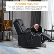 Aosom Chair Massage Recliner Chair for Living Room with 8 Vibration Points, PU Leather Reclining Chair with Cup Holders, Swivel Base, Rocking Function - Available in 2 Colours