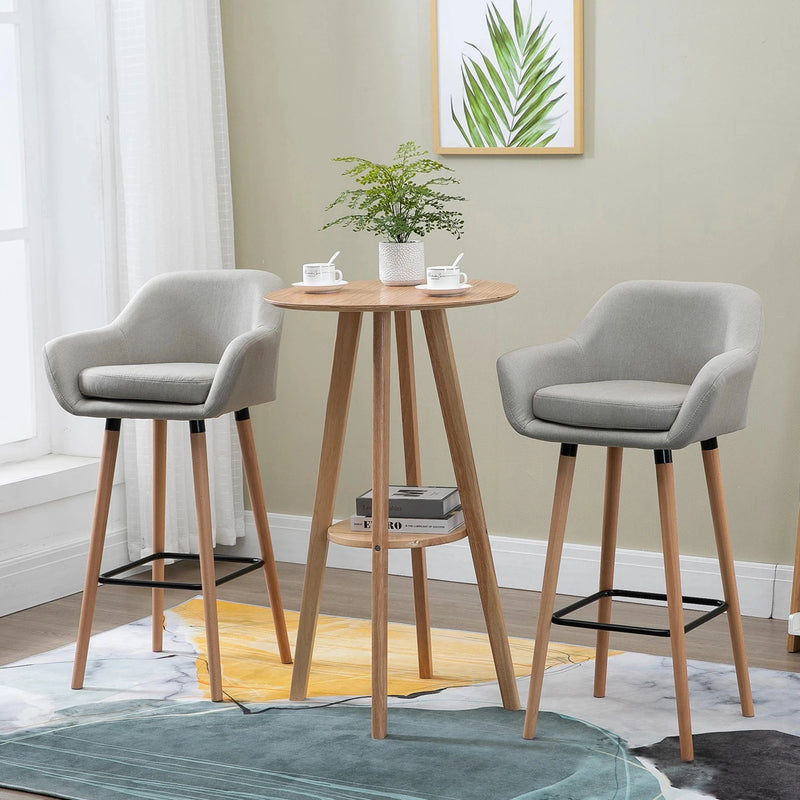 Aosom Chair Modern Bar Stools (Set of 2) with Linen Fabric - Available in 2 Colours
