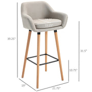 Aosom Chair Modern Bar Stools (Set of 2) with Linen Fabric - Available in 2 Colours
