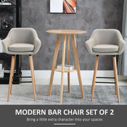Aosom Chair Modern Bar Stools (Set of 2) with Linen Fabric - Available in 2 Colours