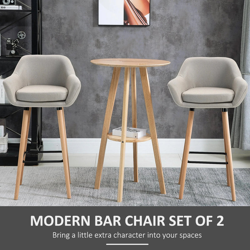 Aosom Chair Modern Bar Stools (Set of 2) with Linen Fabric - Available in 2 Colours