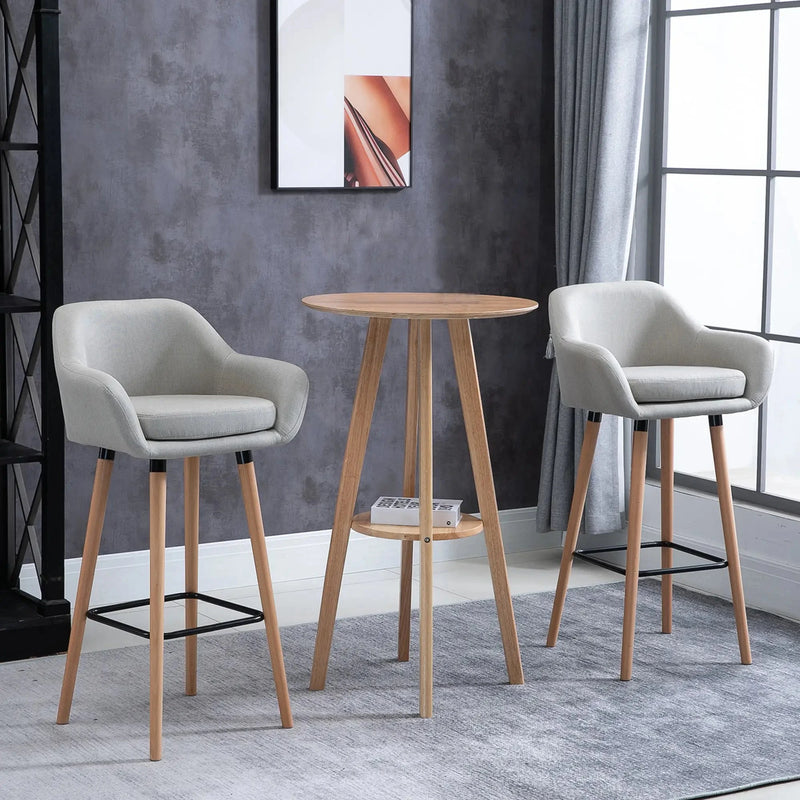 Aosom Chair Modern Bar Stools (Set of 2) with Linen Fabric - Available in 2 Colours