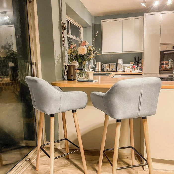 Aosom Homcom Modern Bar Stools (Set of 2) with Linen Fabric