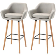 Aosom Chair Modern Bar Stools (Set of 2) with Linen Fabric - Available in 2 Colours