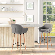 Aosom Chair Modern Bar Stools (Set of 2) with Linen Fabric - Available in 2 Colours