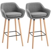 Aosom Chair Modern Bar Stools (Set of 2) with Linen Fabric - Available in 2 Colours