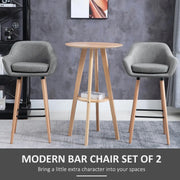Aosom Chair Modern Bar Stools (Set of 2) with Linen Fabric - Available in 2 Colours