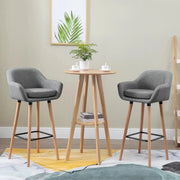 Aosom Chair Modern Bar Stools (Set of 2) with Linen Fabric - Available in 2 Colours