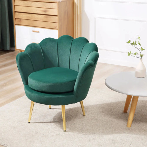 Aosom Chair Modern Chair with Velvet-Touch Fabric and Gold Metal Legs - Available in 5 Colours