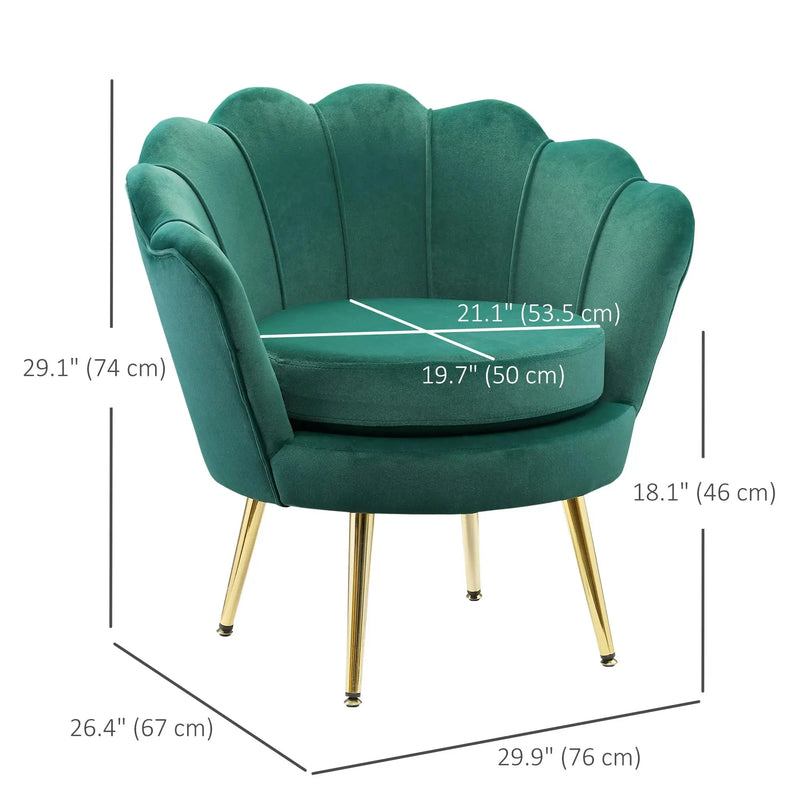 Aosom Chair Modern Chair with Velvet-Touch Fabric and Gold Metal Legs - Available in 5 Colours