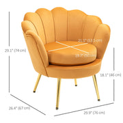Aosom Chair Modern Chair with Velvet-Touch Fabric and Gold Metal Legs - Available in 5 Colours