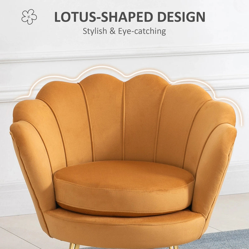 Aosom Chair Modern Chair with Velvet-Touch Fabric and Gold Metal Legs - Available in 5 Colours