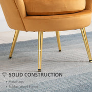 Aosom Chair Modern Chair with Velvet-Touch Fabric and Gold Metal Legs - Available in 5 Colours