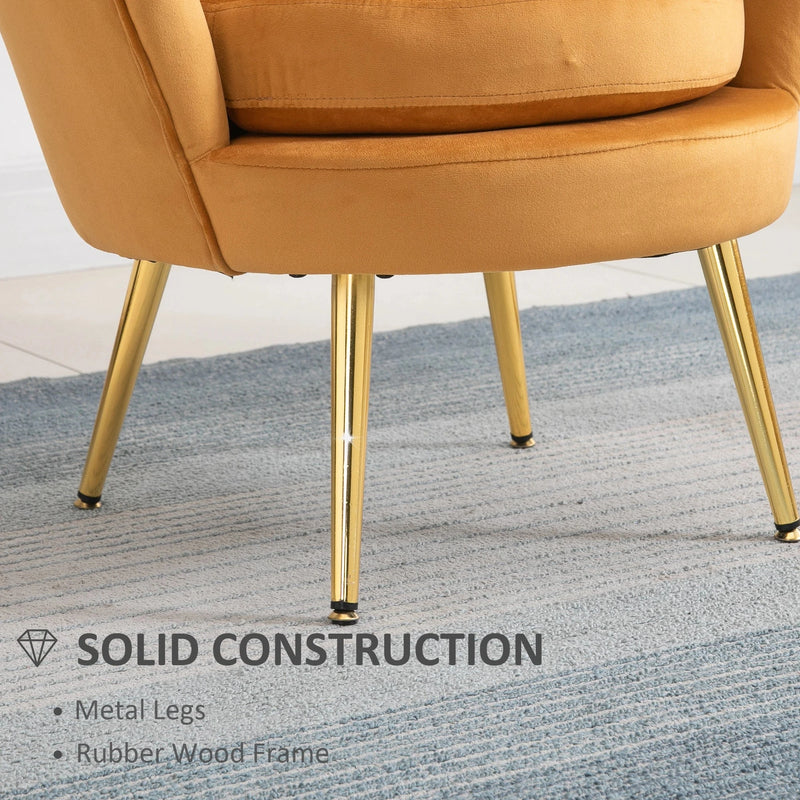 Aosom Chair Modern Chair with Velvet-Touch Fabric and Gold Metal Legs - Available in 5 Colours