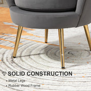 Aosom Chair Modern Chair with Velvet-Touch Fabric and Gold Metal Legs - Available in 5 Colours