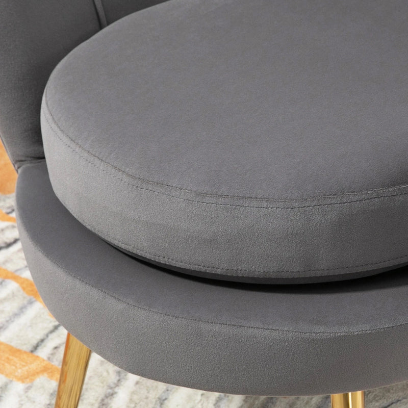 Aosom Chair Modern Chair with Velvet-Touch Fabric and Gold Metal Legs - Available in 5 Colours