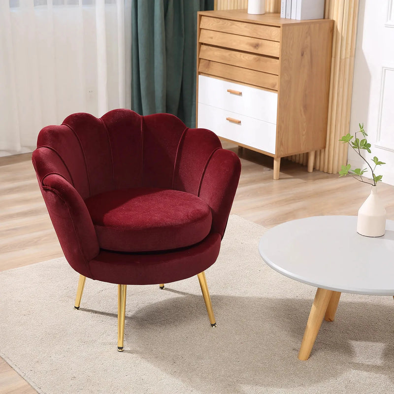 Aosom Chair Modern Chair with Velvet-Touch Fabric and Gold Metal Legs - Available in 5 Colours