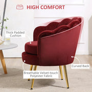 Aosom Chair Modern Chair with Velvet-Touch Fabric and Gold Metal Legs - Available in 5 Colours