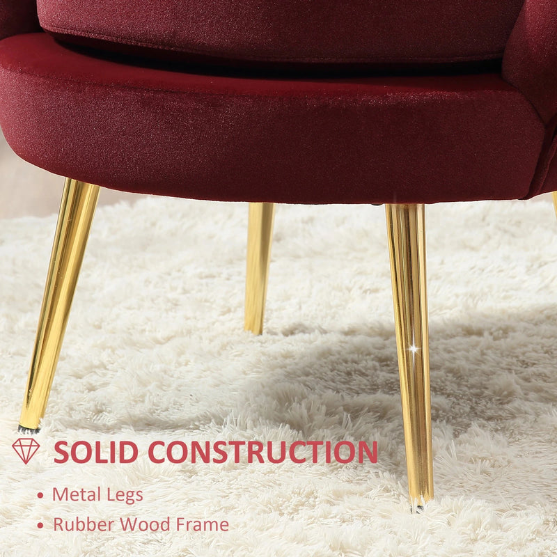 Aosom Chair Modern Chair with Velvet-Touch Fabric and Gold Metal Legs - Available in 5 Colours