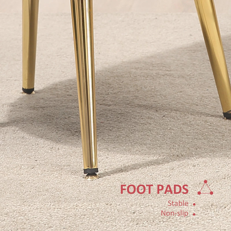 Aosom Chair Modern Chair with Velvet-Touch Fabric and Gold Metal Legs - Available in 5 Colours