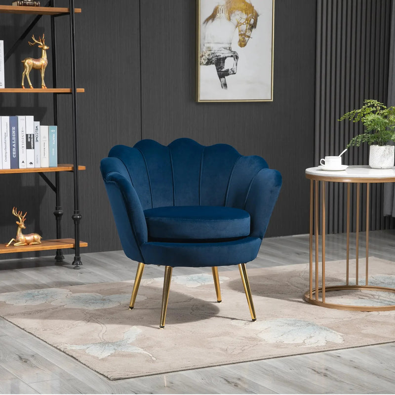 Aosom Chair Modern Chair with Velvet-Touch Fabric and Gold Metal Legs - Available in 5 Colours
