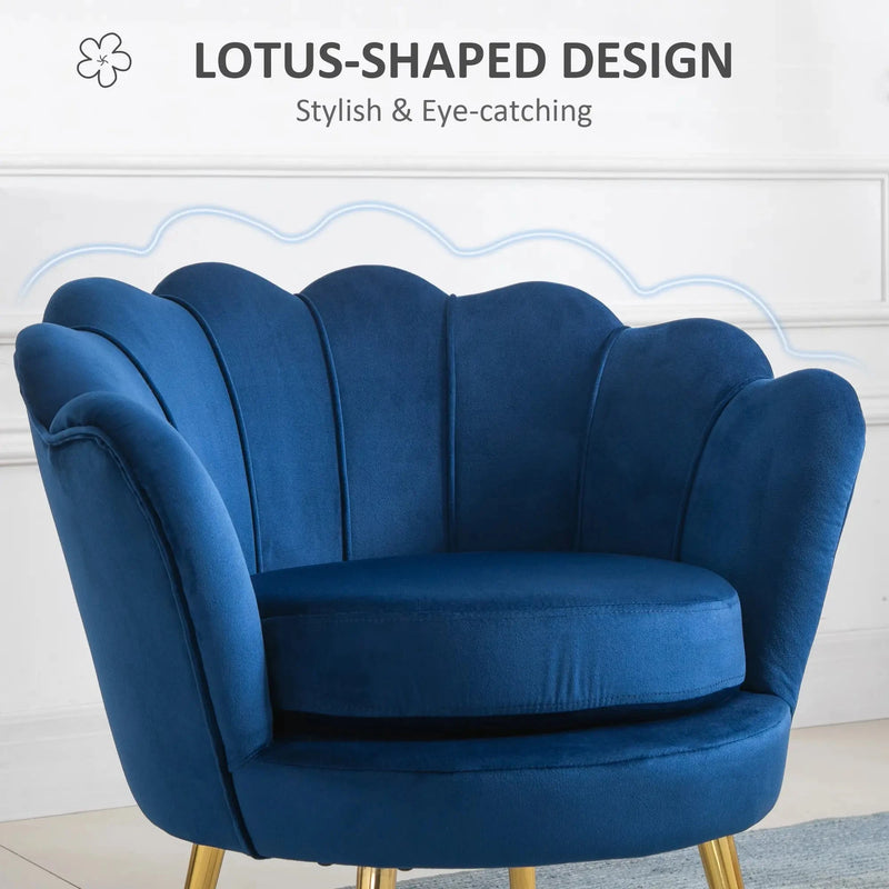 Aosom Chair Modern Chair with Velvet-Touch Fabric and Gold Metal Legs - Available in 5 Colours