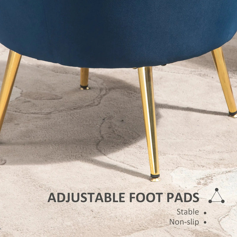 Aosom Chair Modern Chair with Velvet-Touch Fabric and Gold Metal Legs - Available in 5 Colours