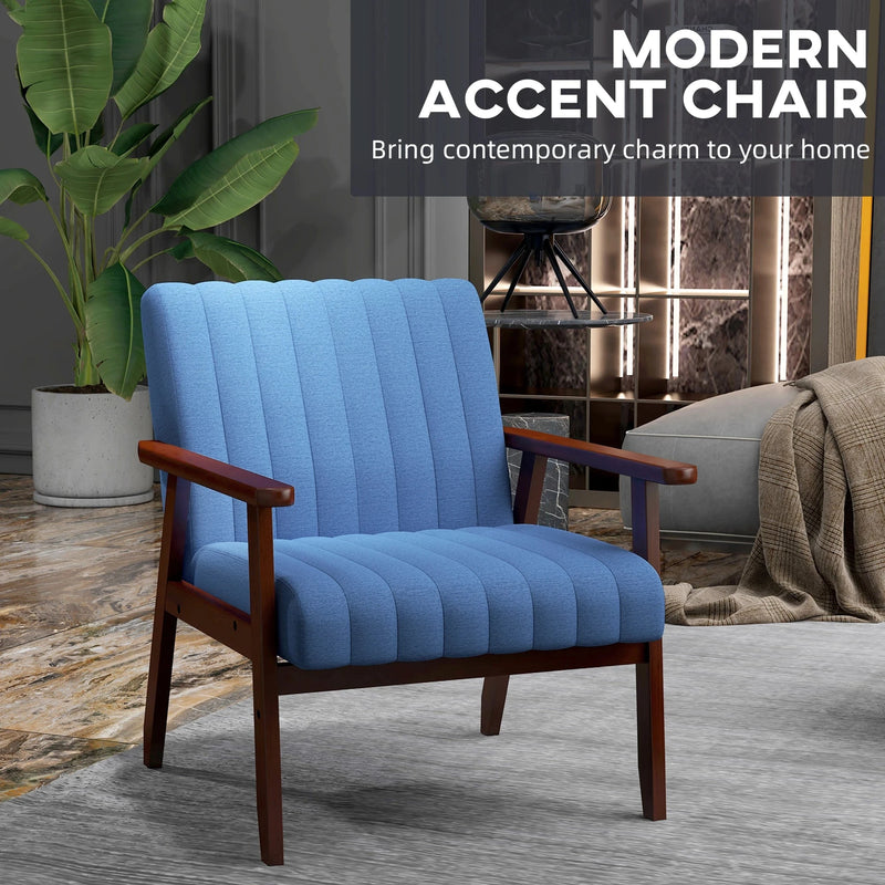 Aosom Chair Modern Upholstered Chair with Wood Legs - Available in 3 Colours