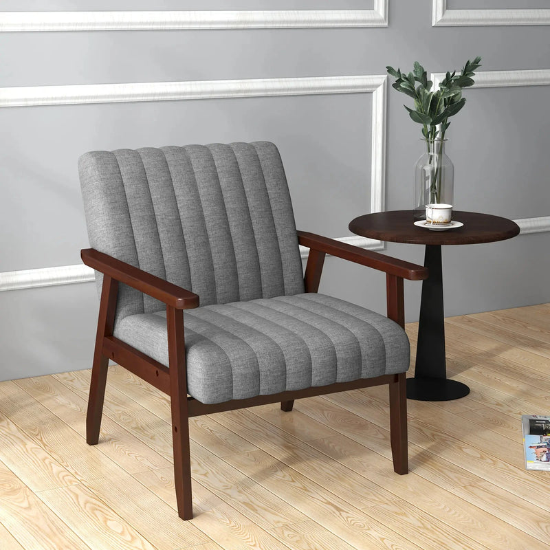 Aosom Chair Modern Upholstered Chair with Wood Legs - Available in 3 Colours