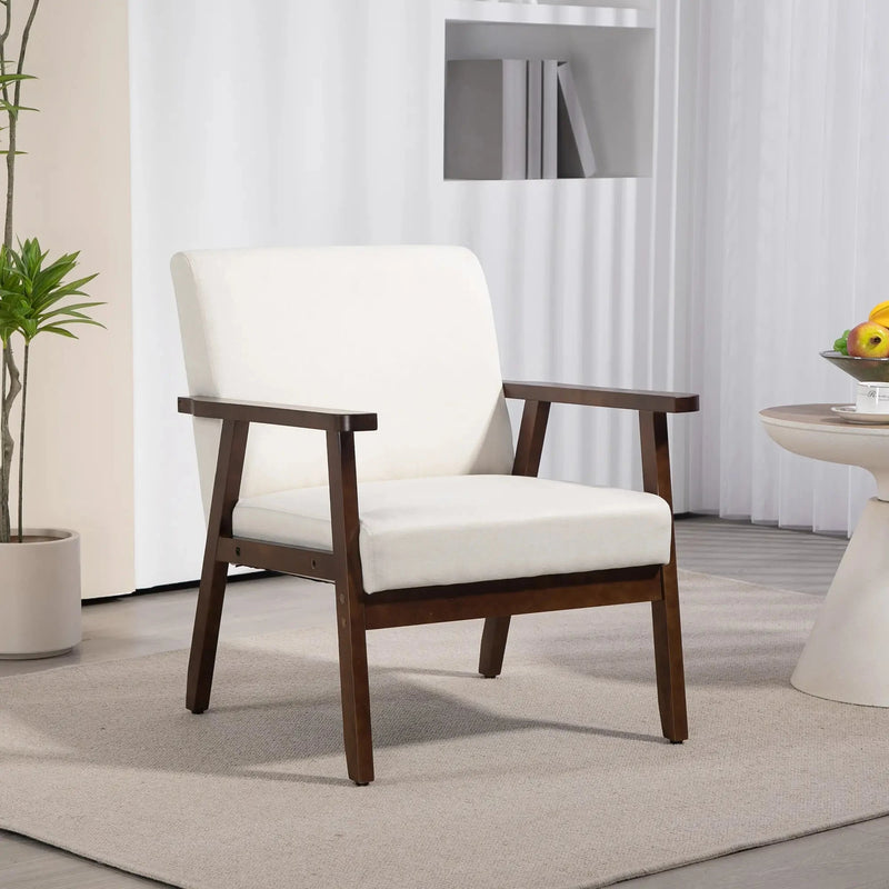 Aosom Chair Modern Upholstered Chair with Wood Legs - Available in 3 Colours