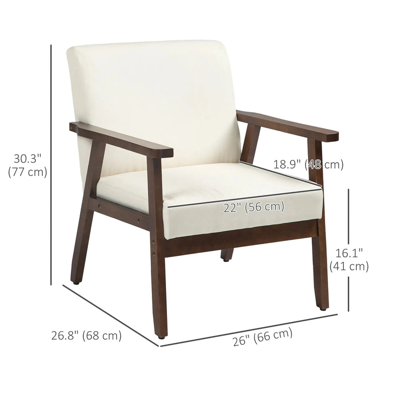 Aosom Chair Modern Upholstered Chair with Wood Legs - Available in 3 Colours