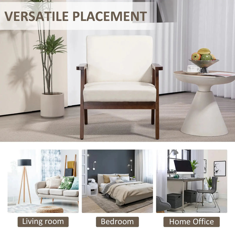 Aosom Chair Modern Upholstered Chair with Wood Legs - Available in 3 Colours