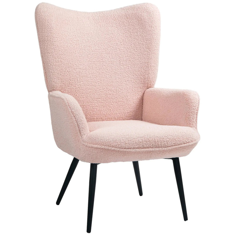 Aosom Chair Pink / Black Accent Upholstered Wingback Chair - Available in 2 Colours