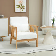 Aosom Chair Upholstered Lounge Chair with Rubber Wood Frame Throw Pillows and Comfortable Cushion - Available in 2 Colours