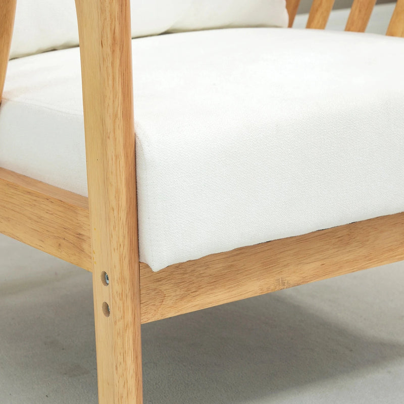 Aosom Chair Upholstered Lounge Chair with Rubber Wood Frame Throw Pillows and Comfortable Cushion - Available in 2 Colours